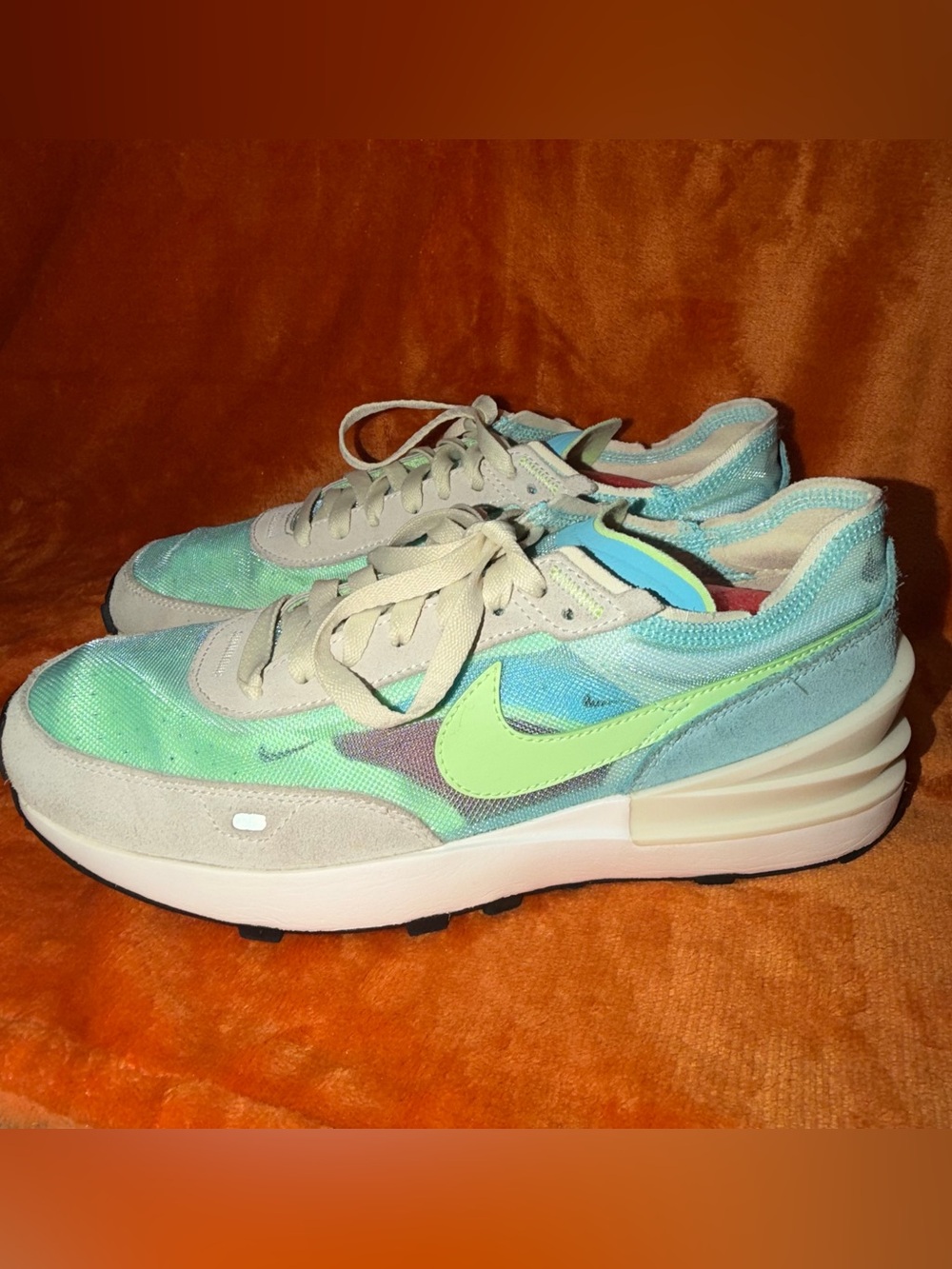 Nike Waffle One Mint Green Lime Light Blue Mesh Sneakers - Women's 9